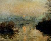 克劳德莫奈 - Sun Setting Over The Seine At Lavacourt, Winter Effect